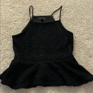 Topshop Black Lace Peplum Top